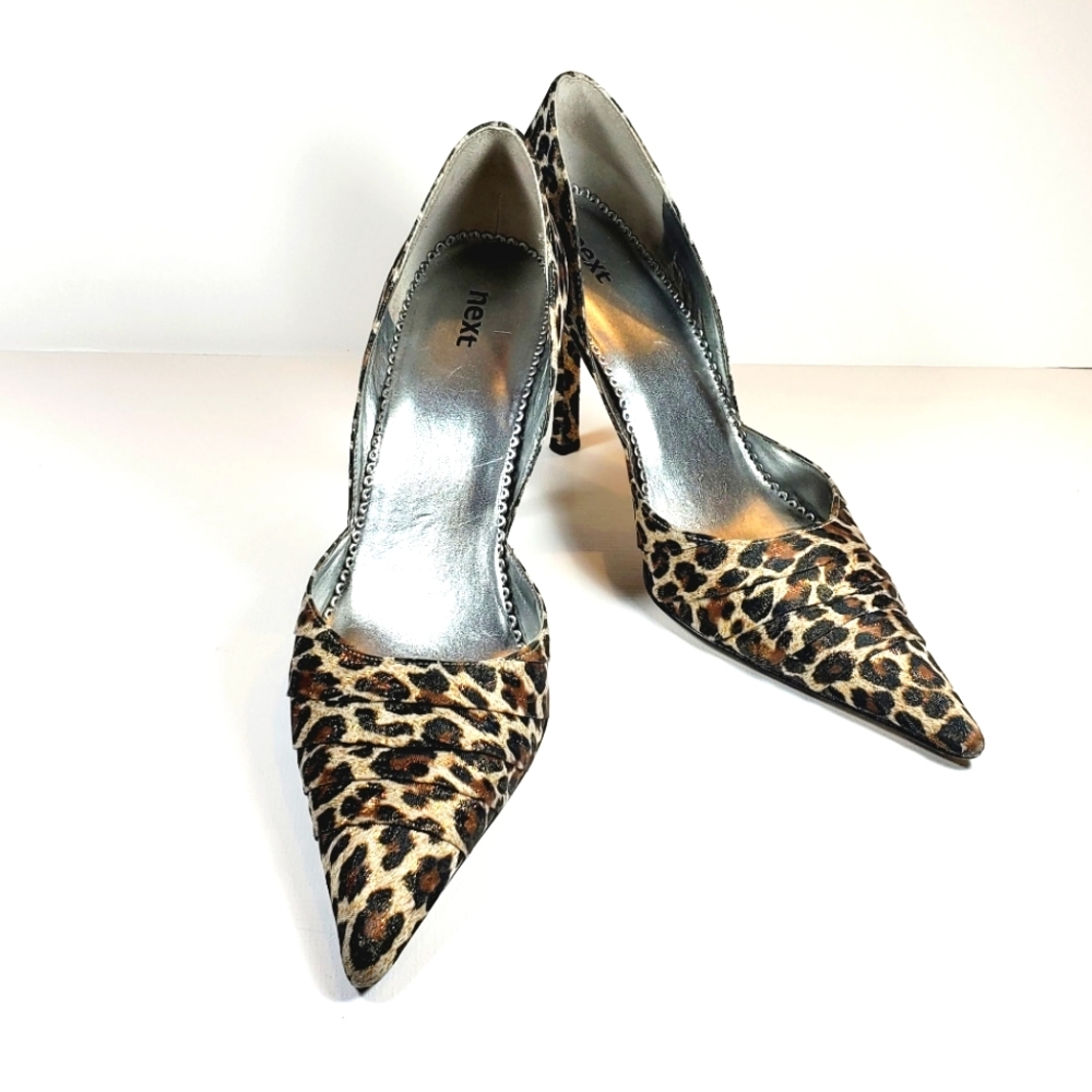 Next Leopard Print Fabric Heels size 9½